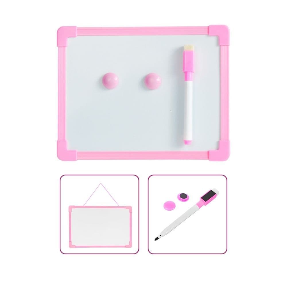 Quadro Branco Didático Grande Metálico Recado 23x15Cm Com Caneta Apagador Lousa Infantil Moldura