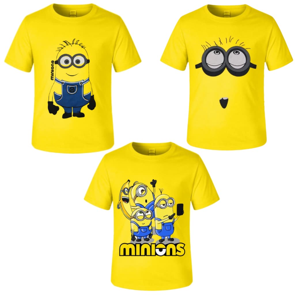 Minions - CAMISETA Fantasia Infantil Personagens Meninos Naruto Hulk Homem Aranha Bolofofos
