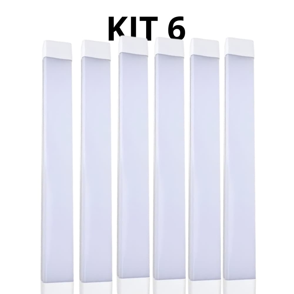 Kit 6un Luminaria slim Led 80w 120cm Linear com calha sobrepor 6500K Branco Frio 110v/220v