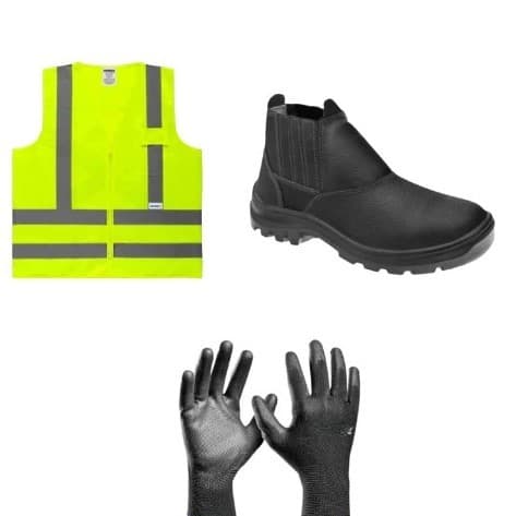 Kit Entregador EPI Segurança | Colete + Luva + Bota | Equipamento de Proteção Profissional para Trabalho