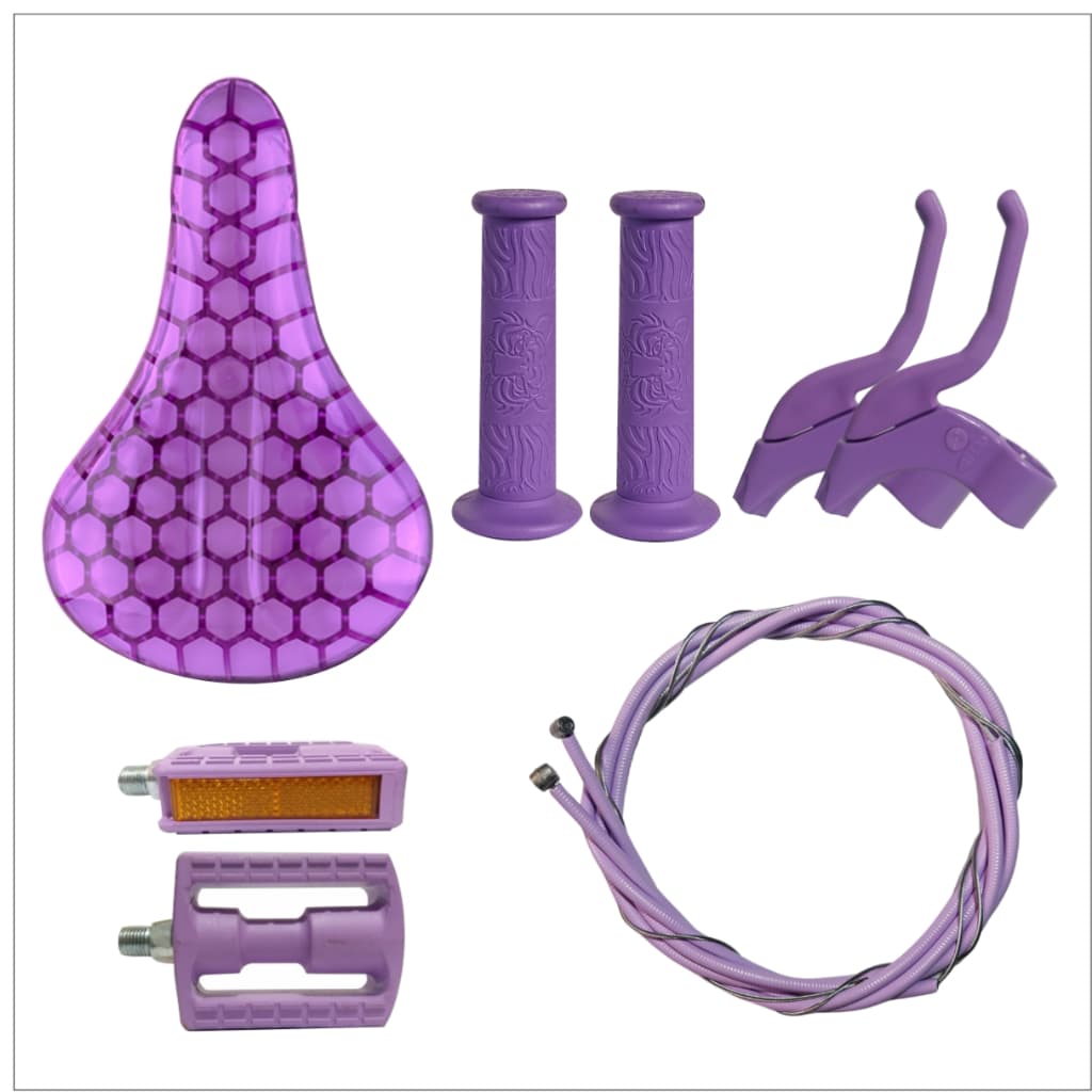 KIT Selim Pedais Manetes Manoplas Conduites aro 16 Lilas