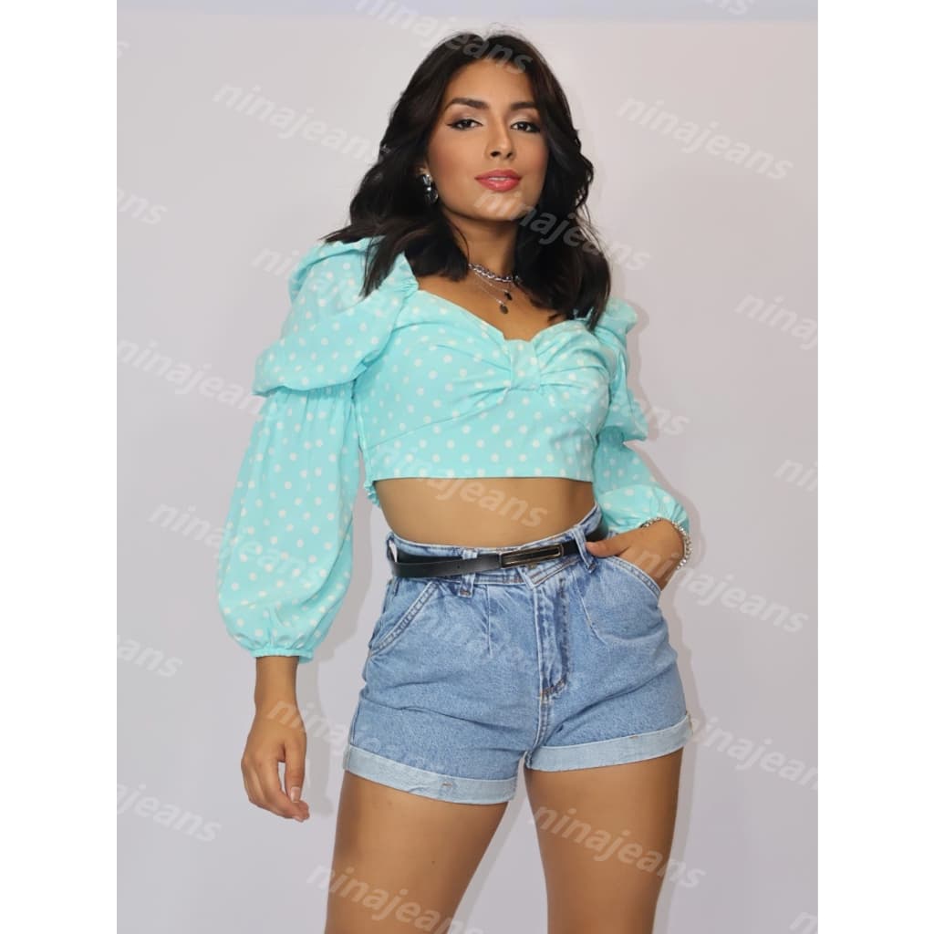 ninajeans 8150 com cinto preto Shorts jeans  Feminina lisa sem rascada