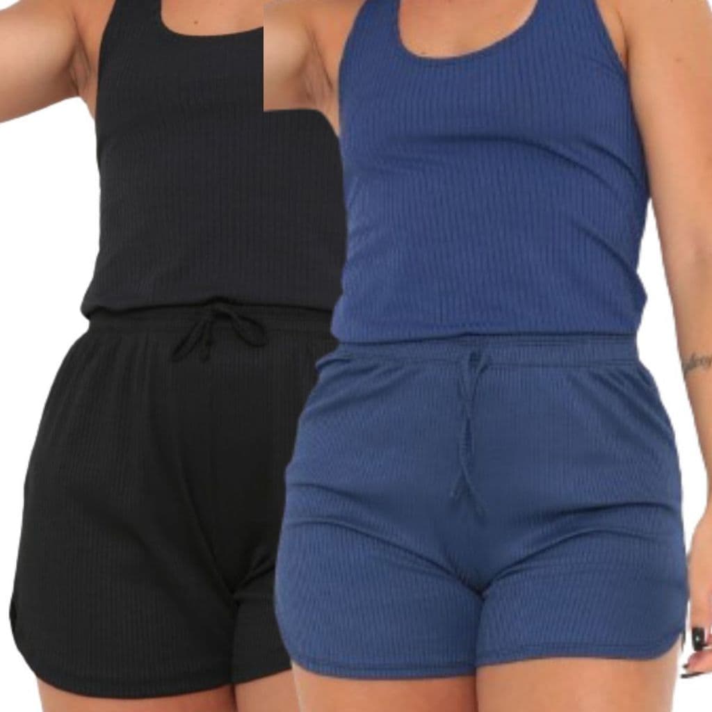 Kit 2 Shorts Feminino Malha Canelada Moda Praia P ao Plus Size