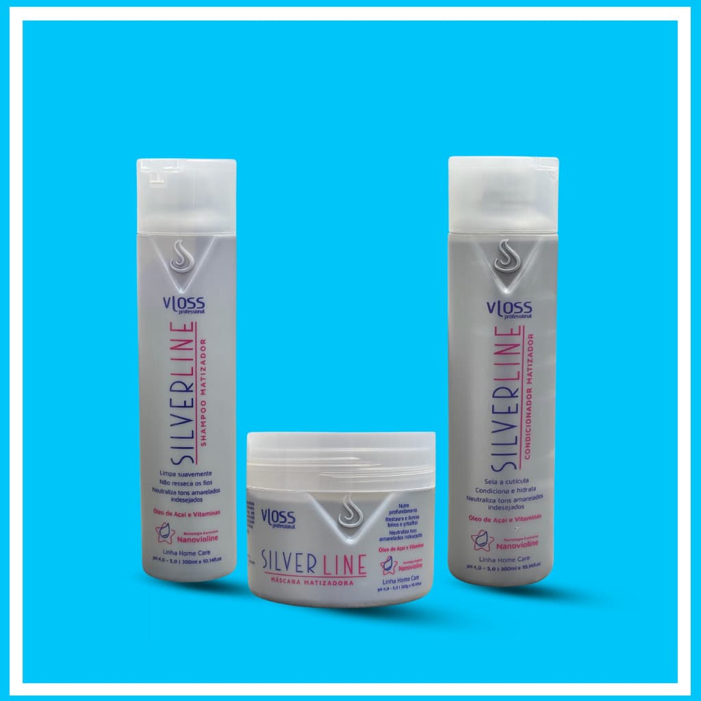Shampoo + Condicionador + Mascara Kit Matizador Home Care Para Loiros Silver Line Vloss