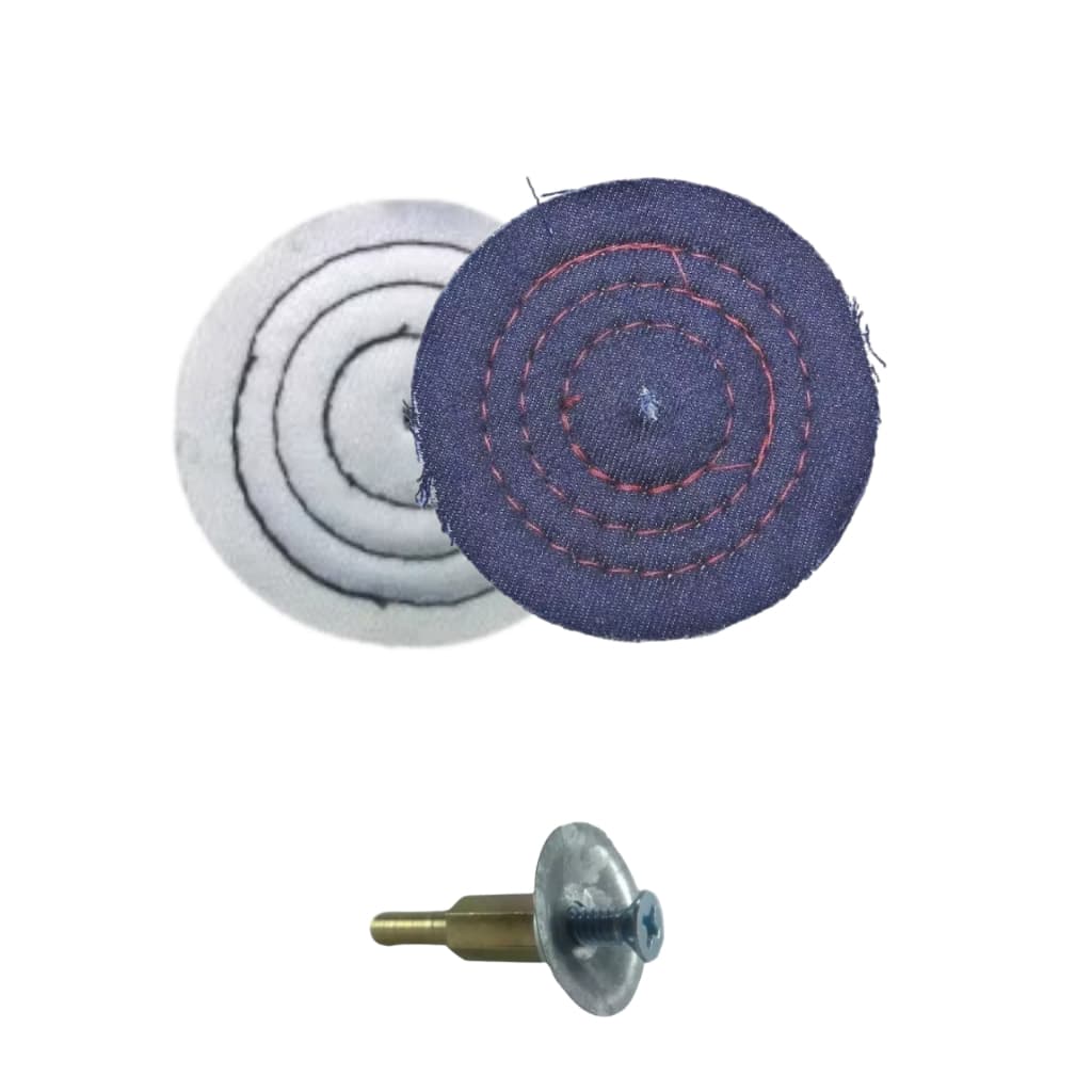 Kit 2 Rodopanos Algodão Jeans 3 Polegadas Adaptador De Furadeira