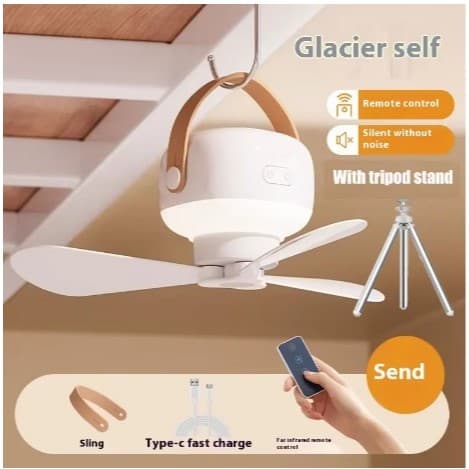 Ventilador elétrico com controle remoto, ventiladores de teto, lâmpada da noite, casa, ao ar livre, camping, barraca