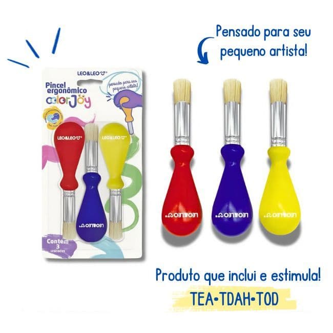 Pincel Ergonômico ColorJoy com 3 un - Leo&Leo
