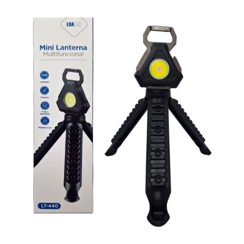 Mini Lanterna Portatil Pratica Com Tripé Recarregavel Magnetica