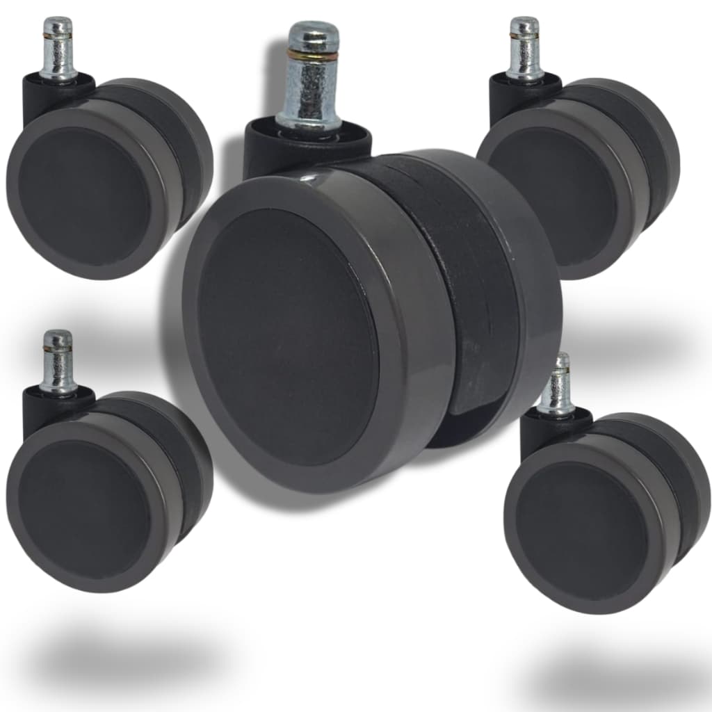 Kit Rodizío Para Cadeira De Escritório 65 mm Com Pino 11 Milímetros Anti risco 5 Rodinhas
