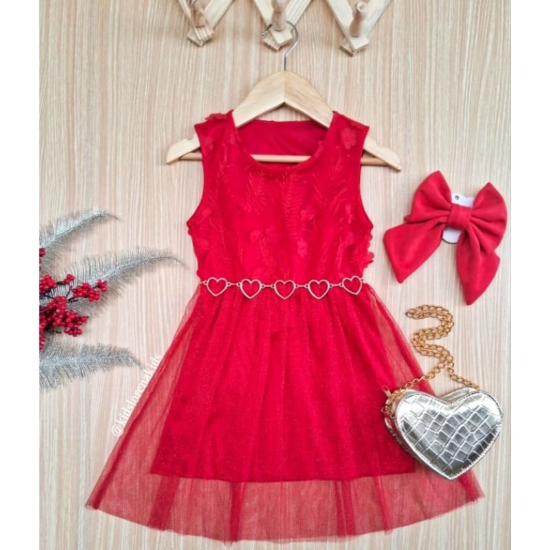 Vestido infantil look de natal Vestido vermelho infantil