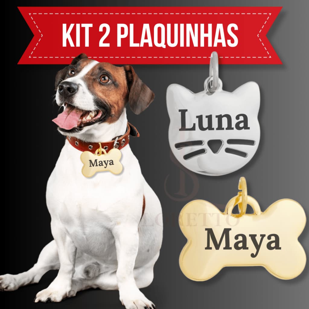 2 Tags Plaquinhas de identificação Personalizadas