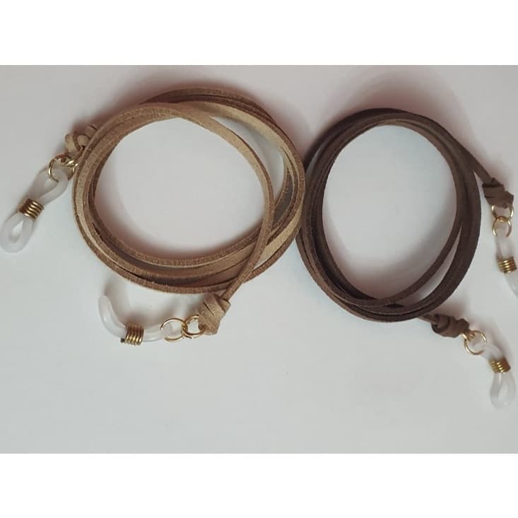 Kit 2 cordões de óculos sala prende descanso marrom e bege 70 cm