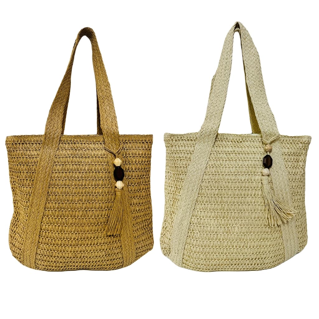 Bolsa De Palha Decorada Feminina Tassel Praia Piscina Verão