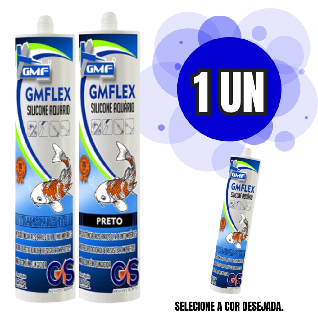 Silicone Aquario GMF Selante Transparente e Preto - 260GR