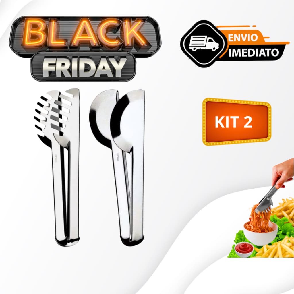 Kit 2 Peças Pegador Universal e Pegador de Massas Salada Frios Gelo Em Aço Inox Para Cozinha