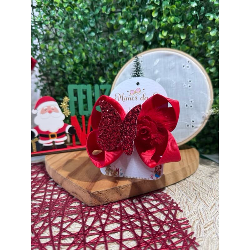 Laço infantil de festa de fim de ano Natal de cabelo