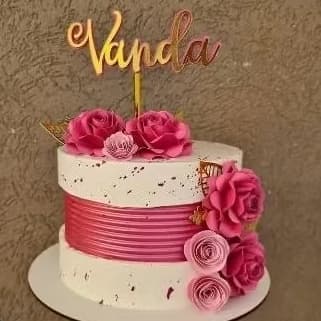 Topo/Topper de bolo flores 3d personalizado( 7 flores)
