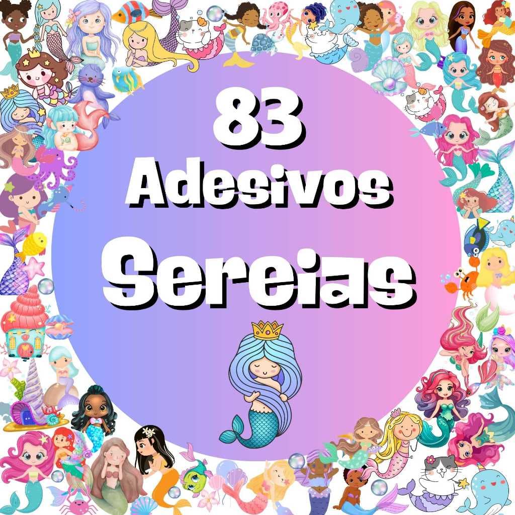 Kit 83 Adesivos Sereia para caderno, planner, agenda, lembrancinha, copos, a prova d'água