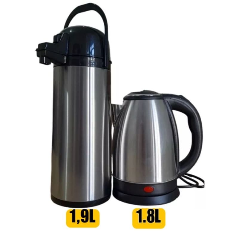 Kit com 1 Jarra Chaleira Elétrica 110v ou 220v mais 1 Garrafa Térmica 1.9