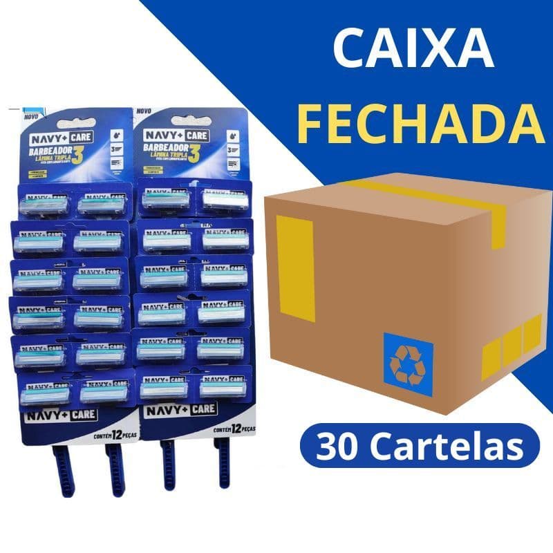 30 Cartelas Aparelho De Barbear Barbeador Descartável Com 3 Lâminas