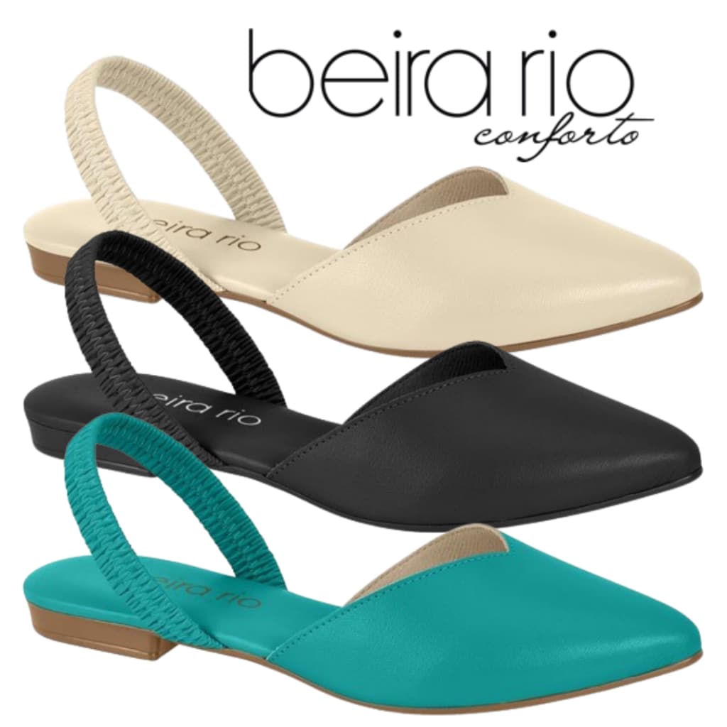 Sapatilha Beira Rio Feminina Bico Fino Conforto Elastico Rasteirinha Original 4134.446