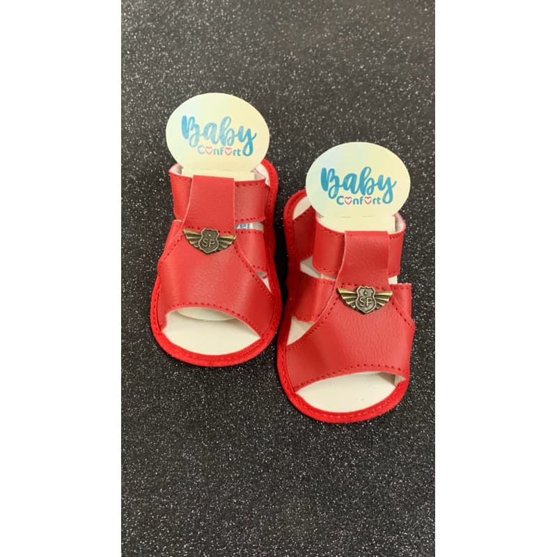 Sapatinho de bebê recém nascido Edição de Natal - Sandália vermelha masculina