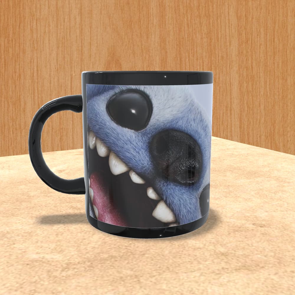 caneca preta com tarja branca 325ml personalizada lilo & e stitch live action novo filme 2025 lançamento