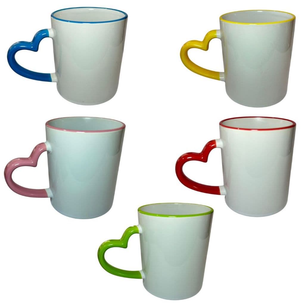 Canecas Alça de Borda Diversas Cores para sublimação 325ml 6 Unidades
