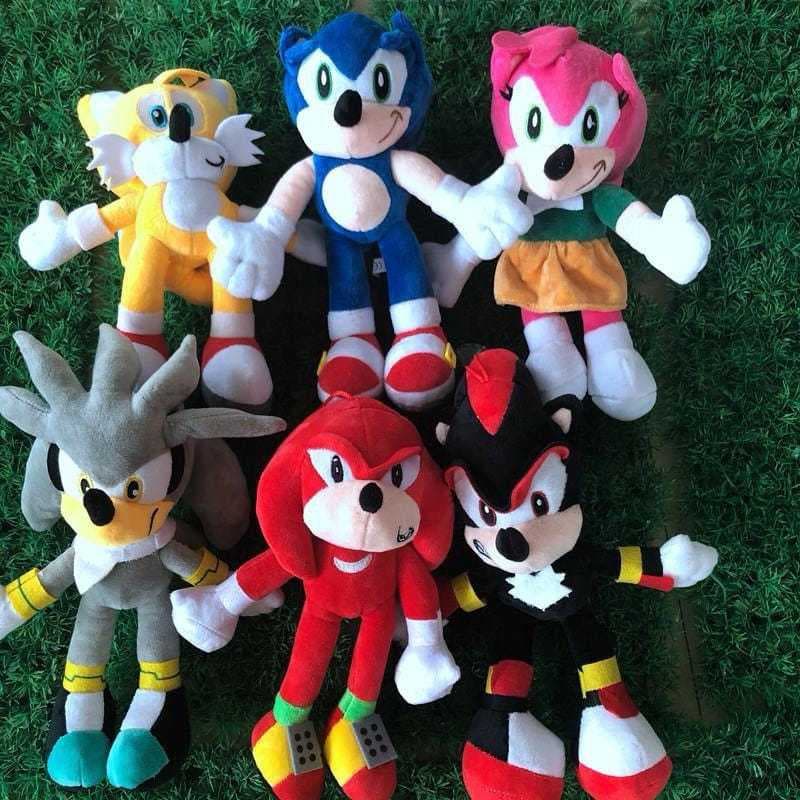 Bonecos de pelúcia Sonic animado, para crianças e adultos.