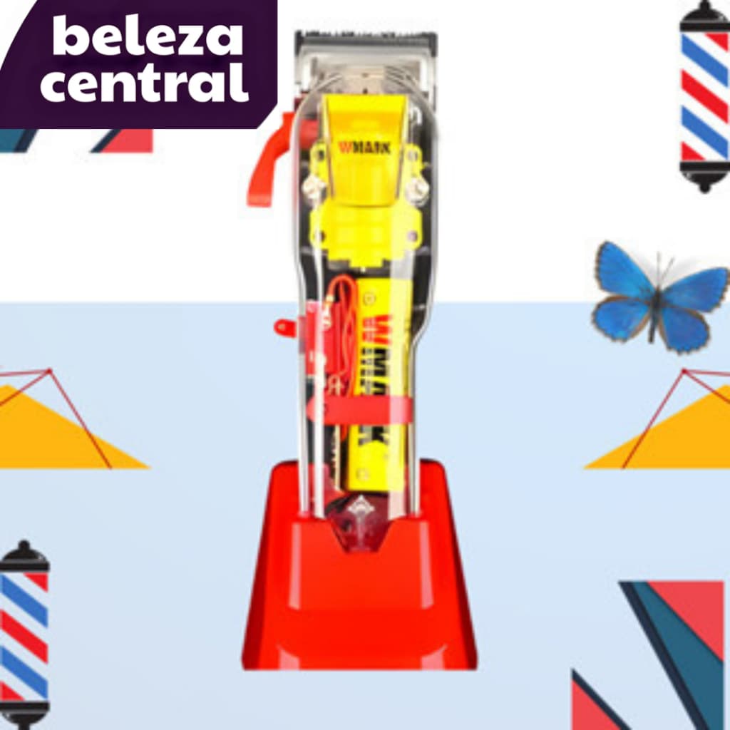 Máquina Cortar Cabelo Profis Wmark Ng 108 Pro - 6 Pentes - Base Carregamento - Pente Auxiliar Corte - 110/220V