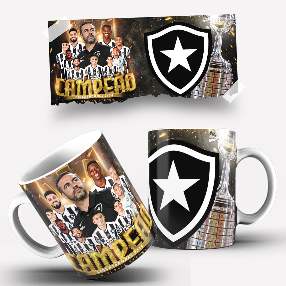 Caneca do Botafogo Campeão da Libertadores 2024 Caneca Porcelana Premium