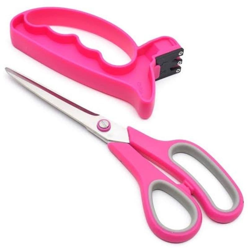 Tesoura Rosa com Amolador Lanmax