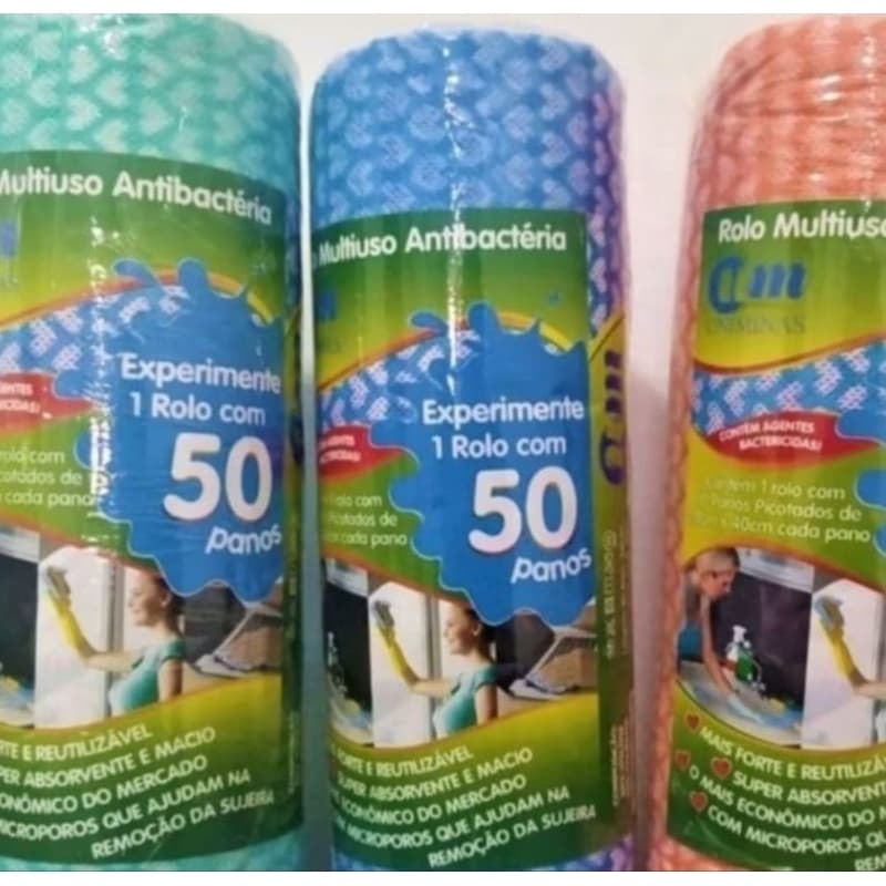 100 Pano Multiuso p/ cozinha 2 Rolos com 50 Panos Antibactérianos
