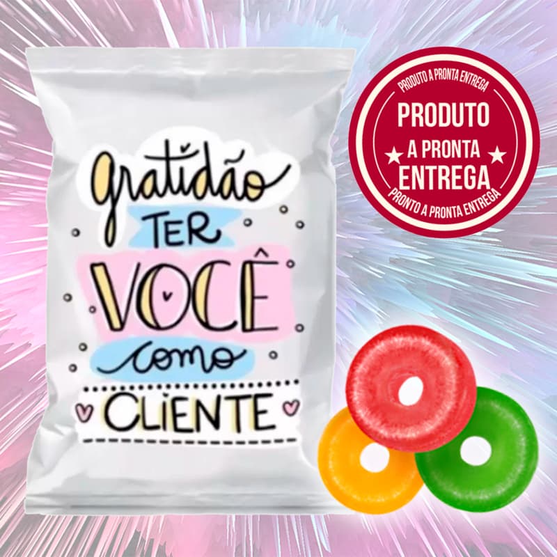 Pacote 500 Balas Personalizadas Mimo Gratidão Ter Você Como Cliente