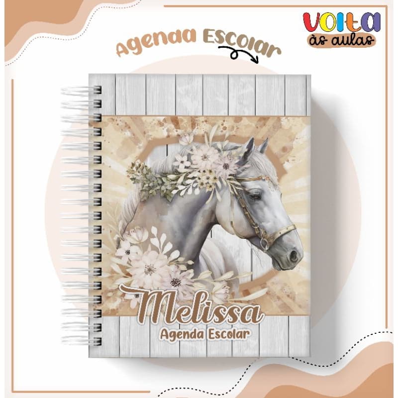 Agenda Escolar CAVALO BOIADEIRA MENINA Personalizada com Nome - ESCOLHER CAPA