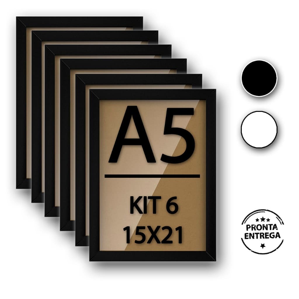 Kit 6 Moldura Porta Retrato 15X21 A5 Vidro ou Acetato