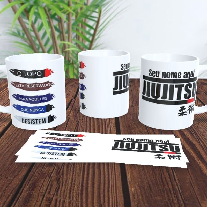 Caneca jiu-jitsu Faixas Com Nome Personalizado Porcelana