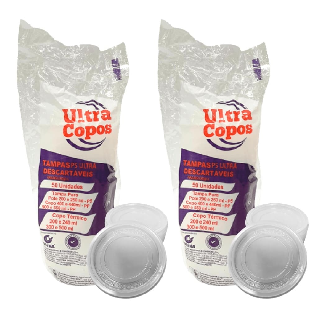 TAMPA P/ COPO 400ml 500ml COPO ISOPOR 200ml 240ml 300ml SEM FURO C/100