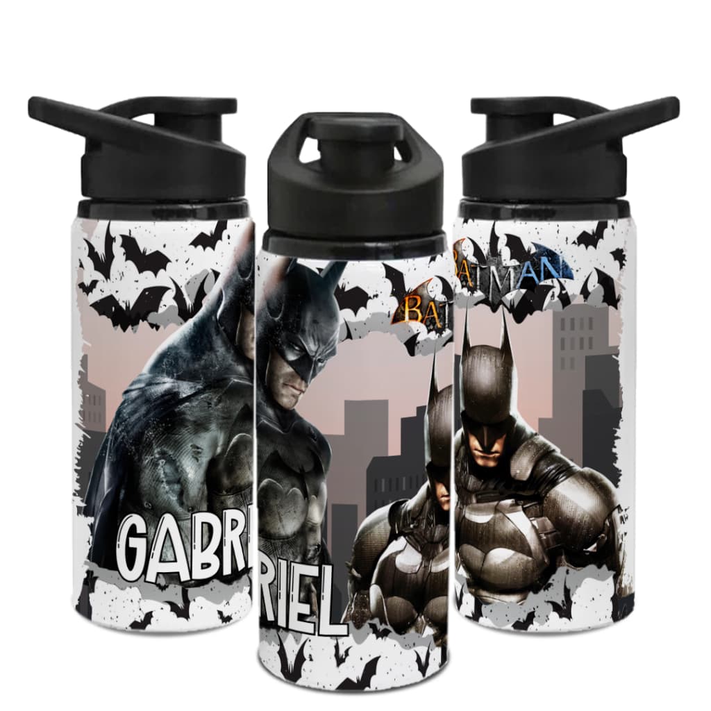 Garrafa Sport de ALUMÍNIO 750 ml - personalizada com nome - Batman - garrafinha de água - aulas