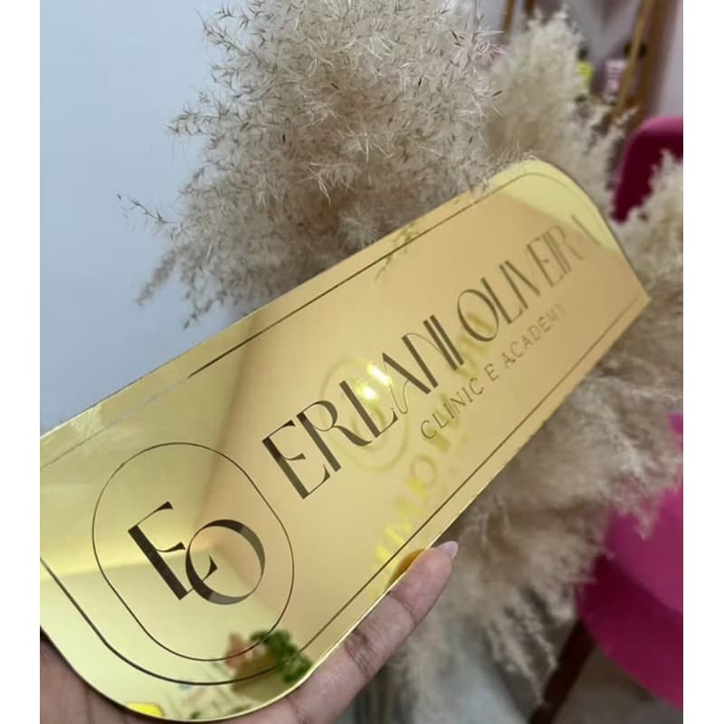Kit 10 Placas Sinalização De Porta Personalizada em Acrilico Espelhado Luxo Linda