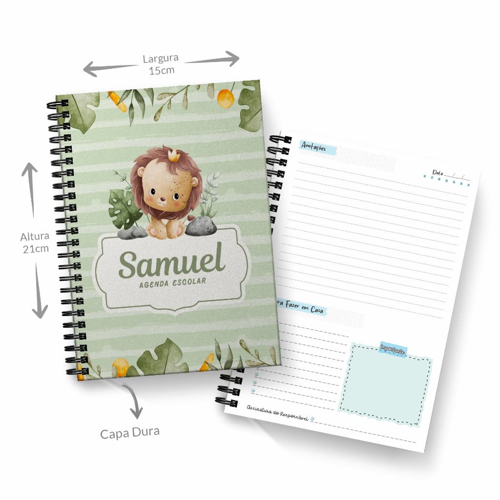 Agenda Escolar Personalizada com Nome Capa Dura Para Menino A5 15x21cm 2026