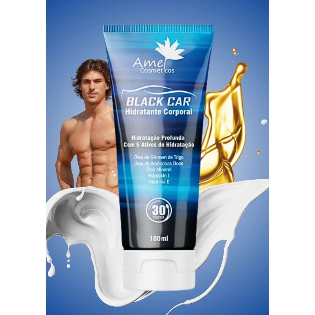 Hidratante Corporal Sedutor Masculino Perfumado Black Car 100 ml, Parfum Amei Cosméticos, Óleos