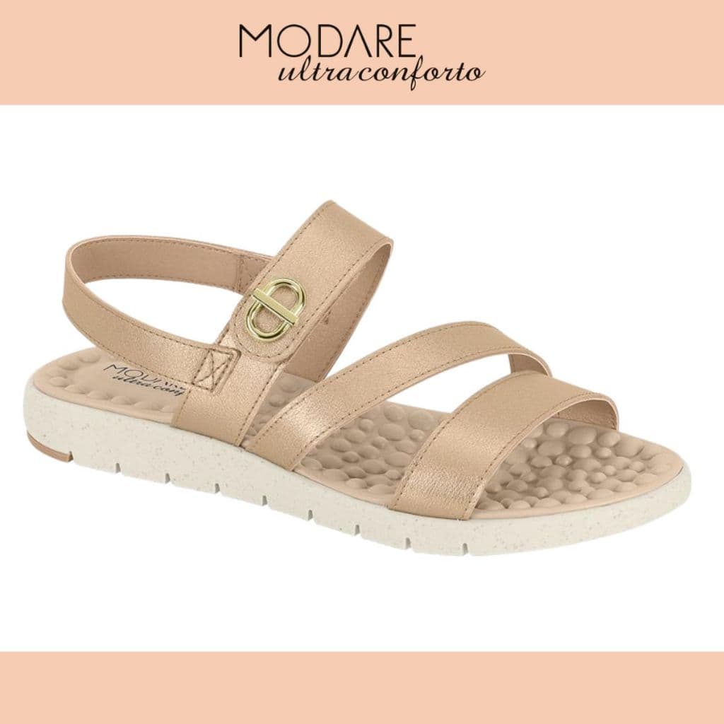 Sandália Feminina Modare Ultraconforto com Elastico Metalizado Dourado Ref:.7162.223