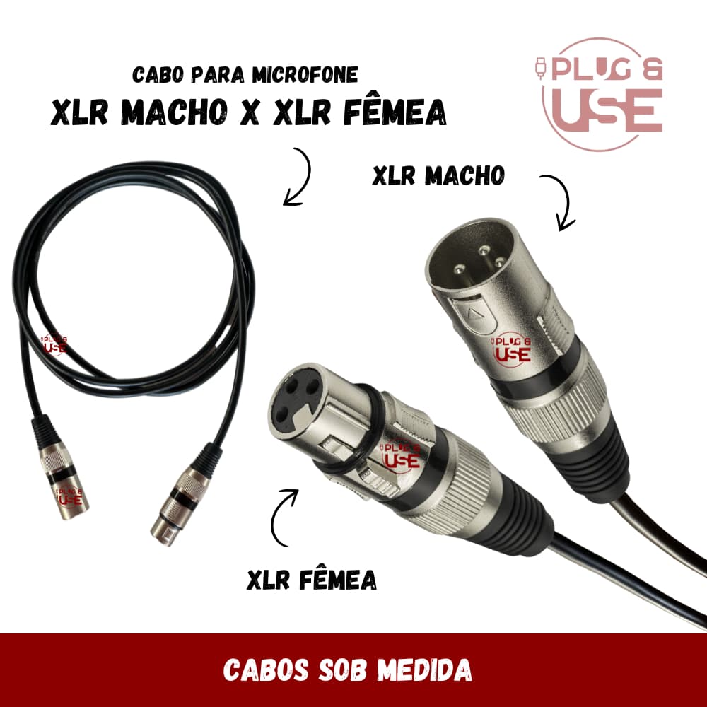 Cabo Para Microfone XLR ( Macho ) XLR ( Femea ) Balanceado P/ Phantom Power Microfone Bm800