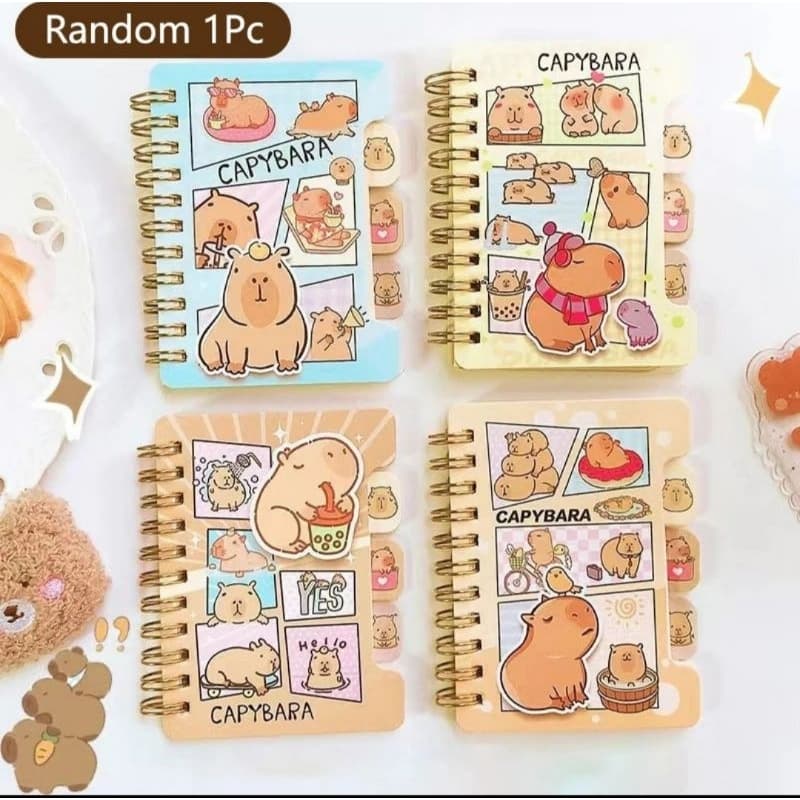 KIT COM 4 CADERNOS DE BOLSO PEQUENO TAMANHO 10X8CM TEMA CAPIVARA