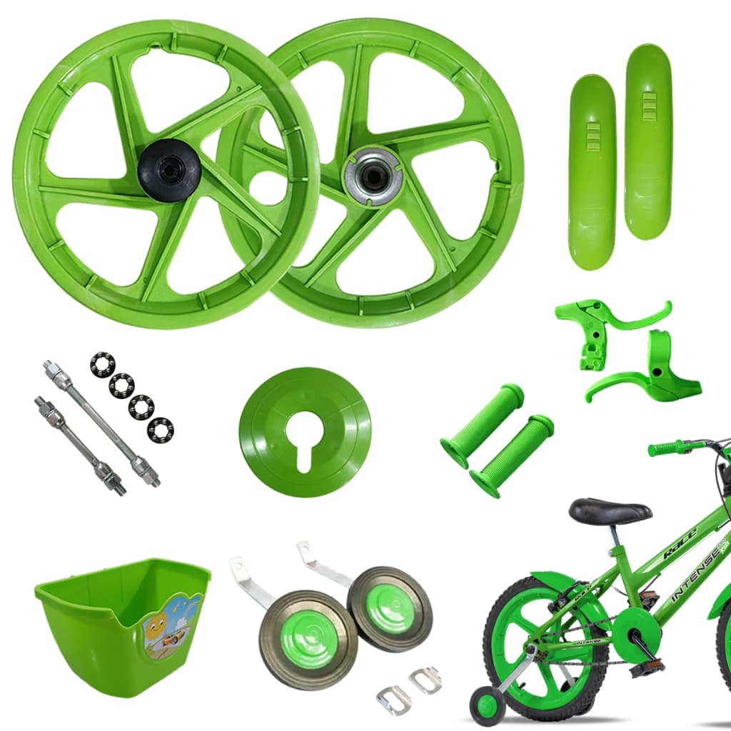 Kit Montagem Bike Aro 16 Infantil Verde Ben10 e Amarelo