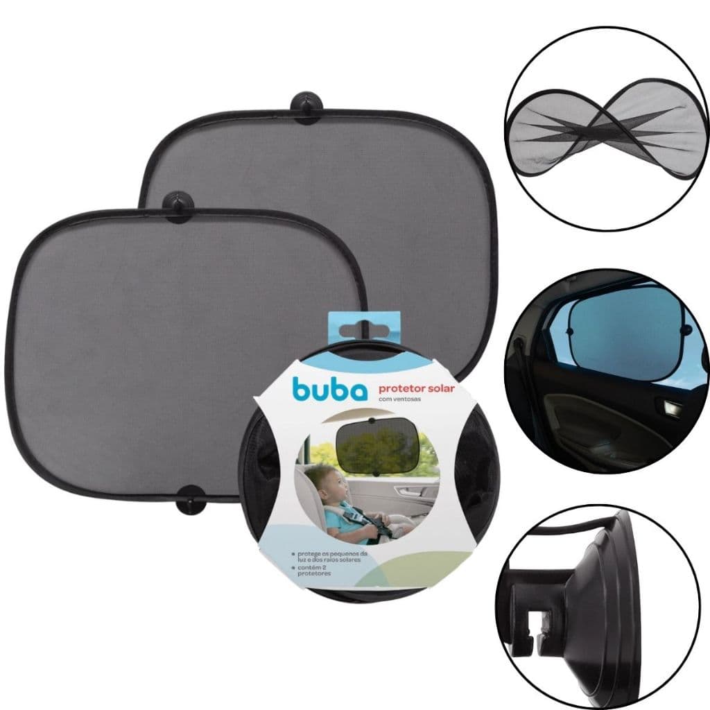 Protetor Solar Duplo Para Carro Buba Com Ventosa Infantil