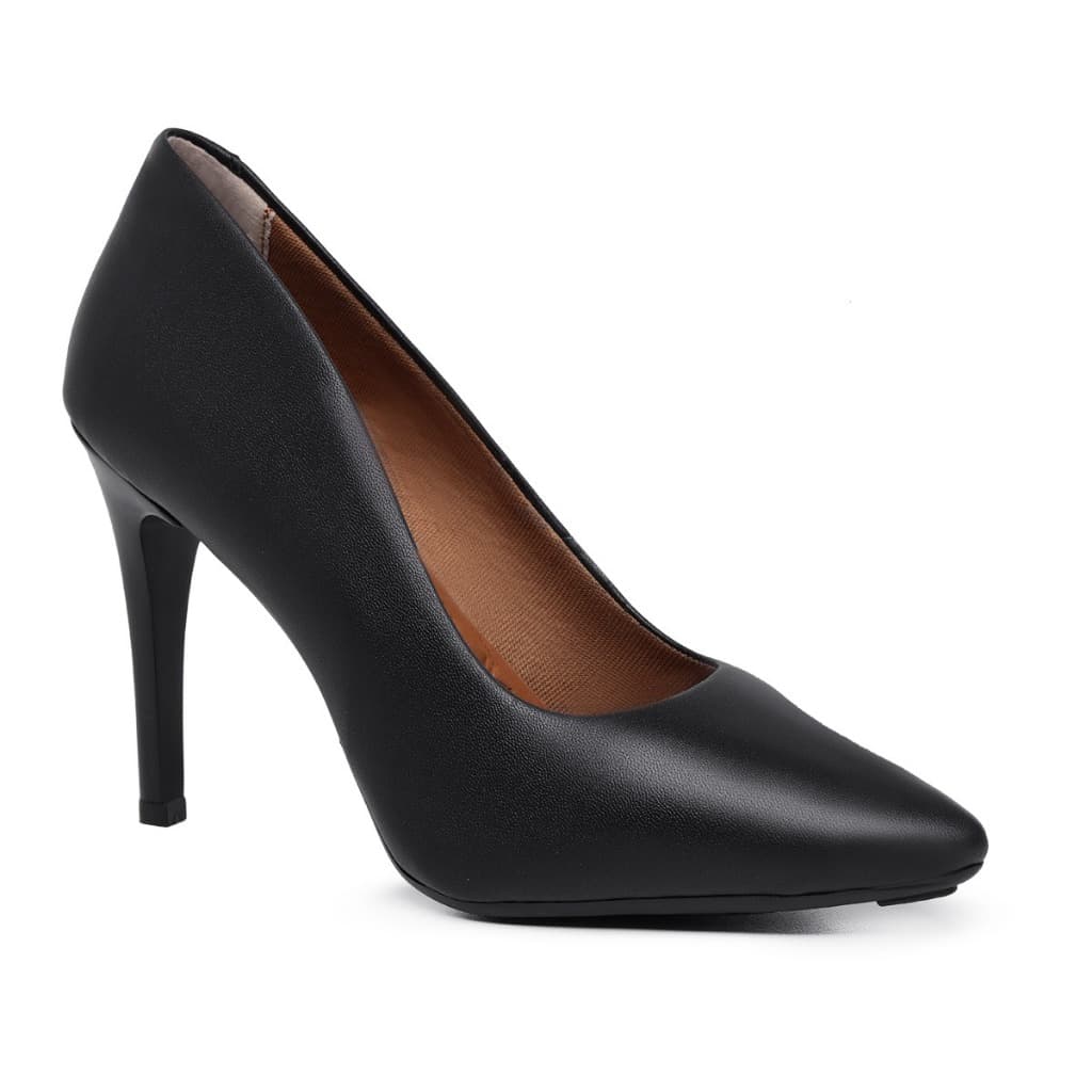 Sapato Scarpin Feminino Preto Bico Fino Salto Alto 10cm