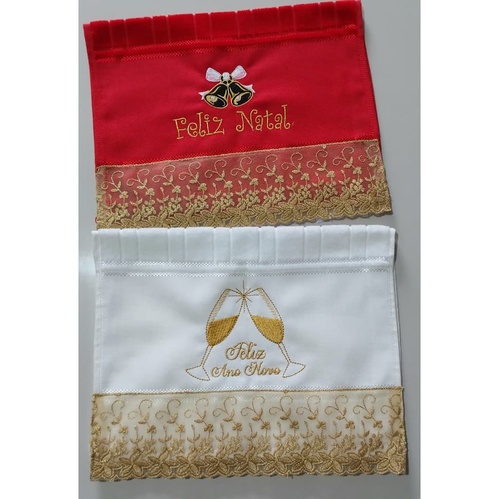toalha de mão bordada feliz natal feliz ano novo toalha lavabo de natal toalha presente natal ano novo kit