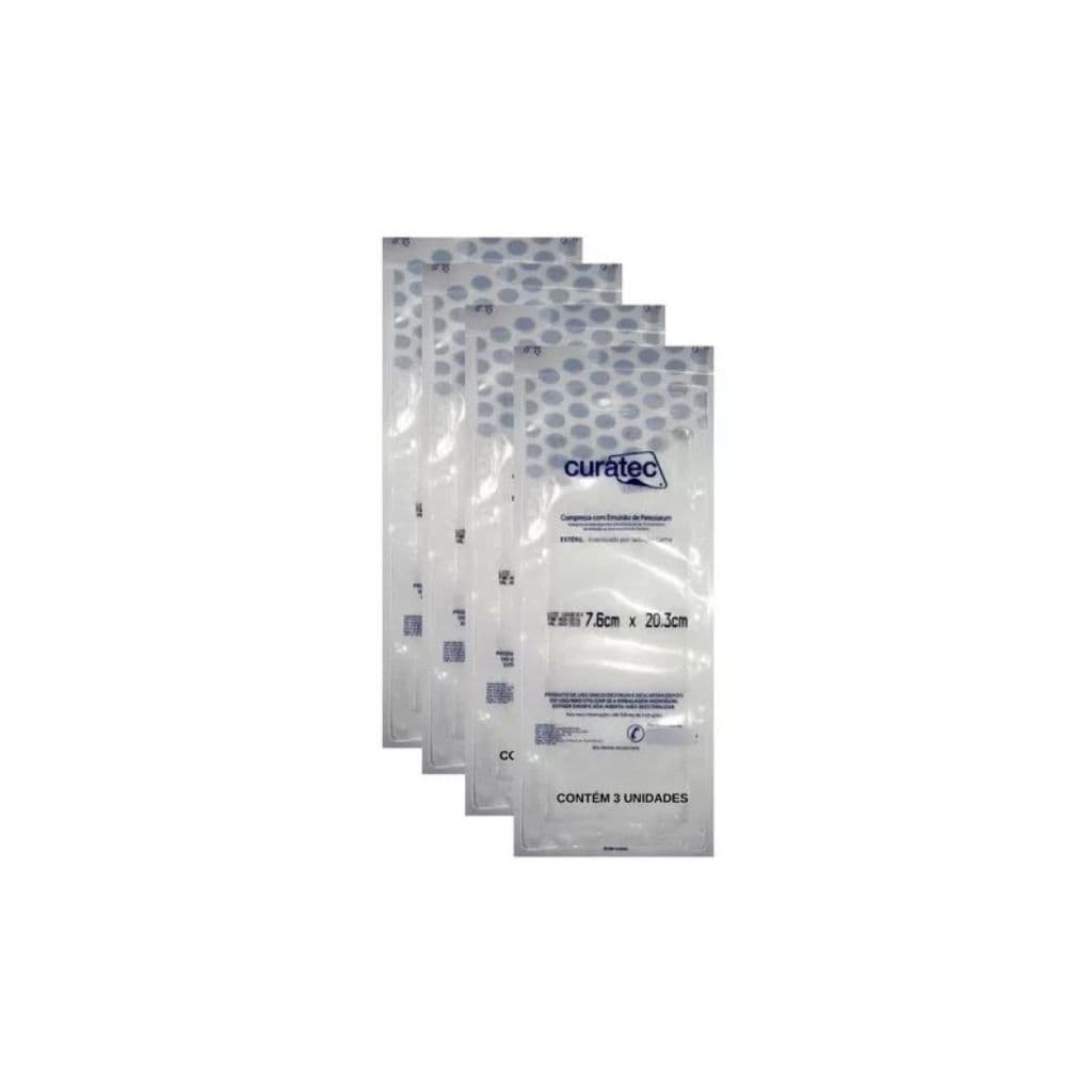 24 Compressa Petrolatum Curatec Curativo 7,6x20,3 - 8 Envelopes c/ 3 Unidades Cada